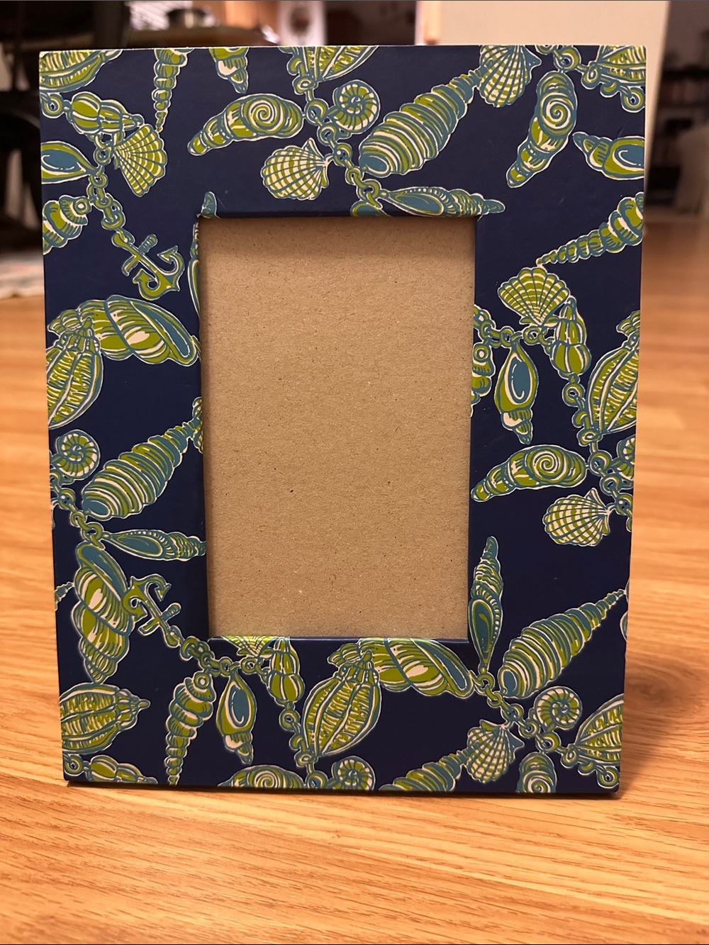Lilly Pulitzer Navy Blue Frame with Green & White Seashell Motif